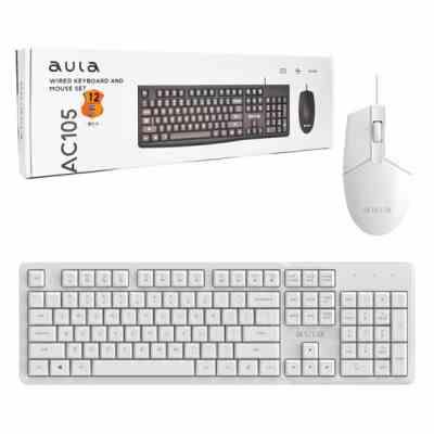 کیبورد و موس سیم دار AULA AC105 WHITE