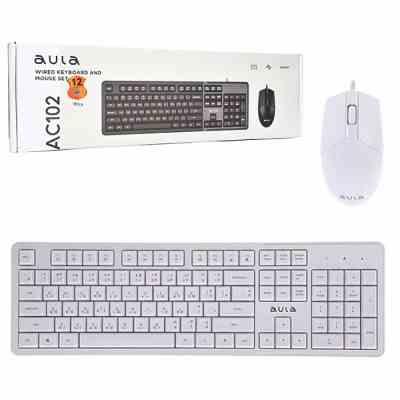 کیبورد و موس سیم دار AULA - AC102 - WHITE